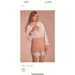 Women's Anthropologie Pink Tweed Mini Skirt